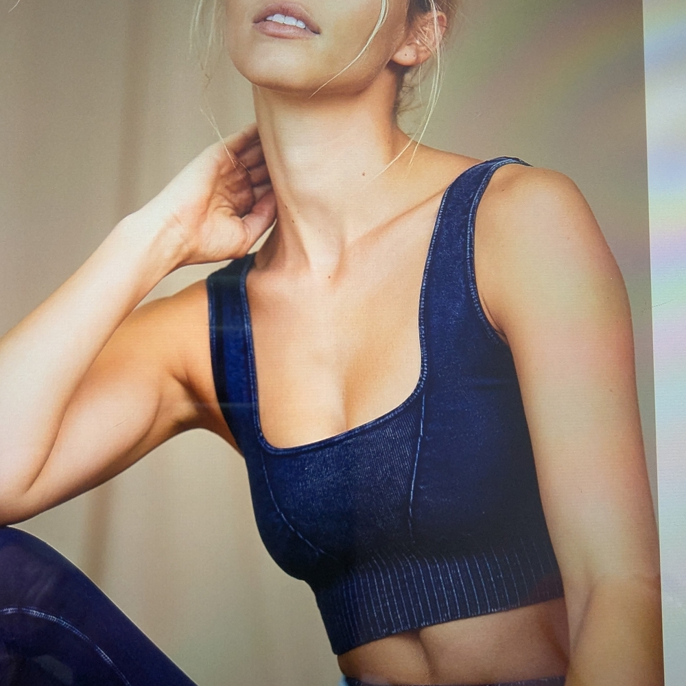 FREE PEOPLE MOVEMENT GOOD KARMA SQUARE-NECK BRA, WOMENS LARGE